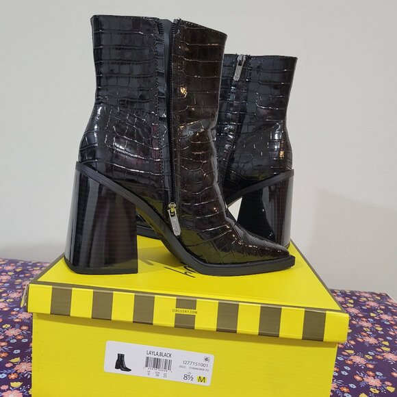 CIRCUS NY by SAM EDELMAN  CROC EMBOSSED ANKLE BOOTS NWOT - Picture 7 of 14